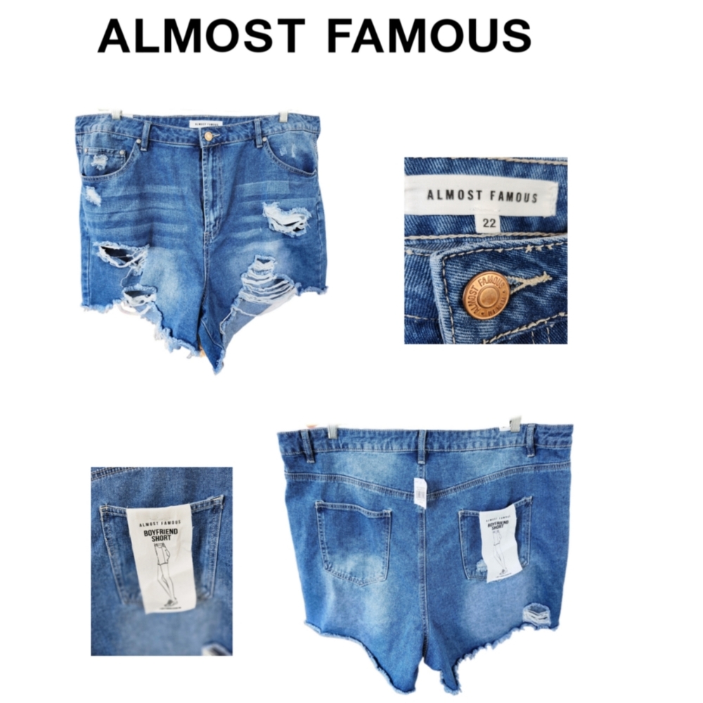 ALMOST FAMOUS DESTROYED DESTRESSED BOY FRIEND SHORT SIZE 22 NWT @msplf1949